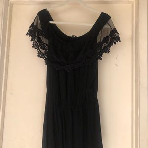 Black lace off shoulder romper